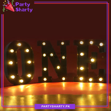 Black ONE Warm LED Alphabet for First Birthday Decoration